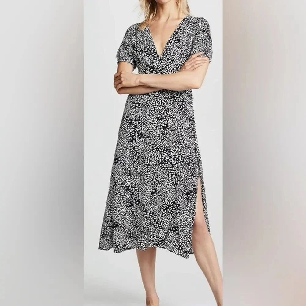 Free People Looking For Love Midi Dress Black & White Size 8